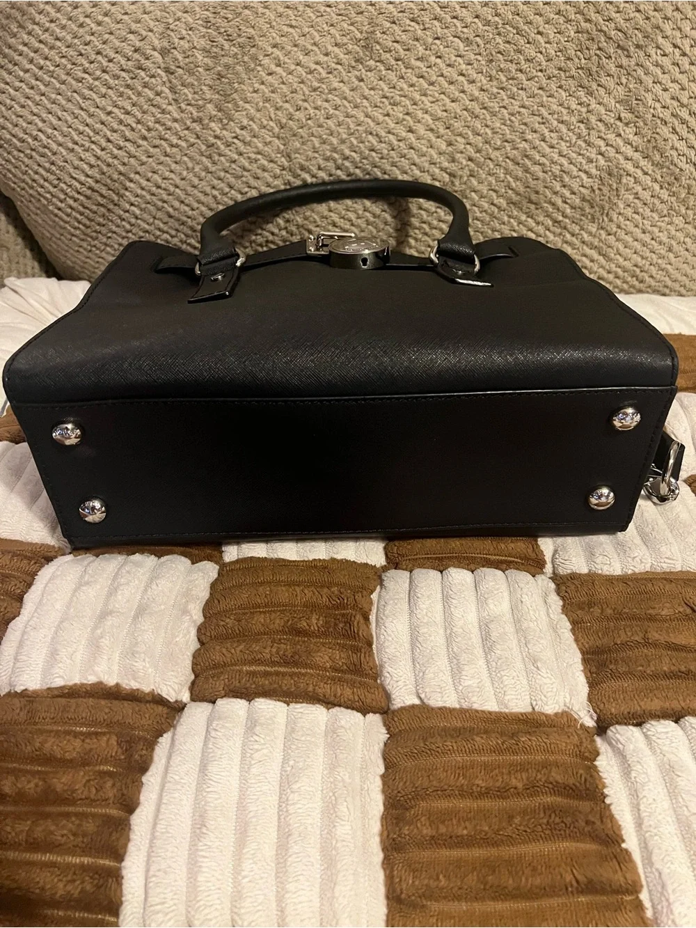 Michael Kors Black Medium Hamilton Satchel In Saffiano Leather EUC!